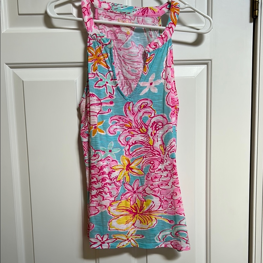Lilly Pulitzer Pink and Blue Floral Tank Top